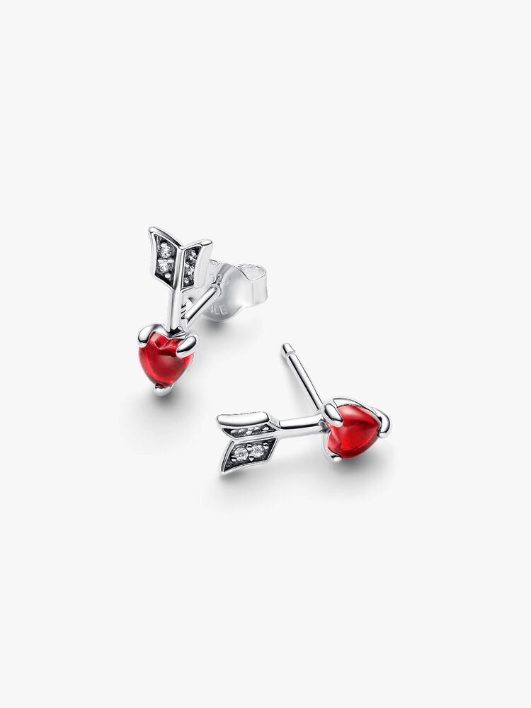 Arrow & Murano Glass Heart Stud Earrings