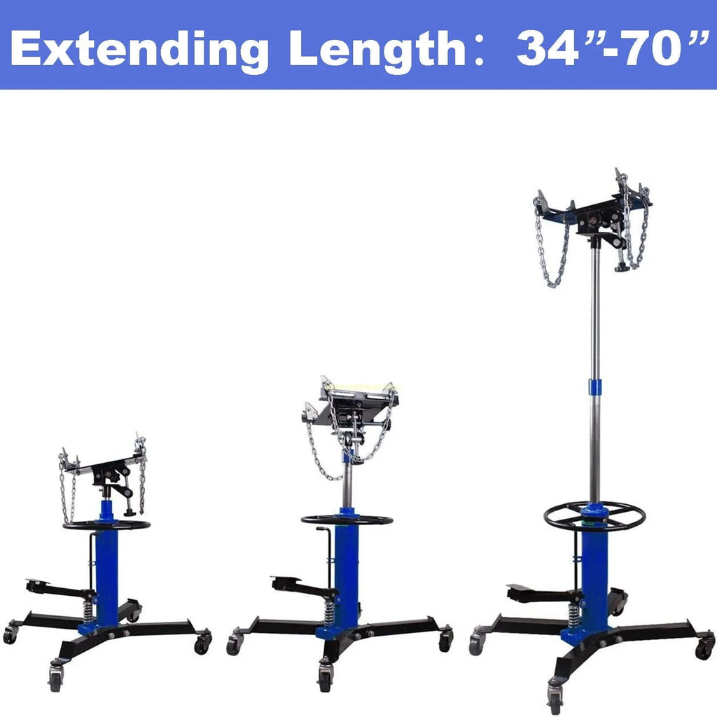Hydraulic Car Transmission Jack Vertical Lift, 1660 Pounds, 33-70 in, Blue