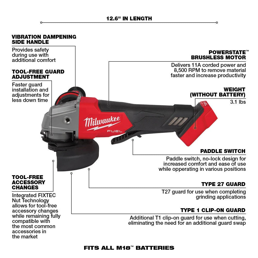 Milwaukee M18 FUEL 18V Brushless Cordless 7-Tool Combo Kit With Two 5.0 Ah Batteries