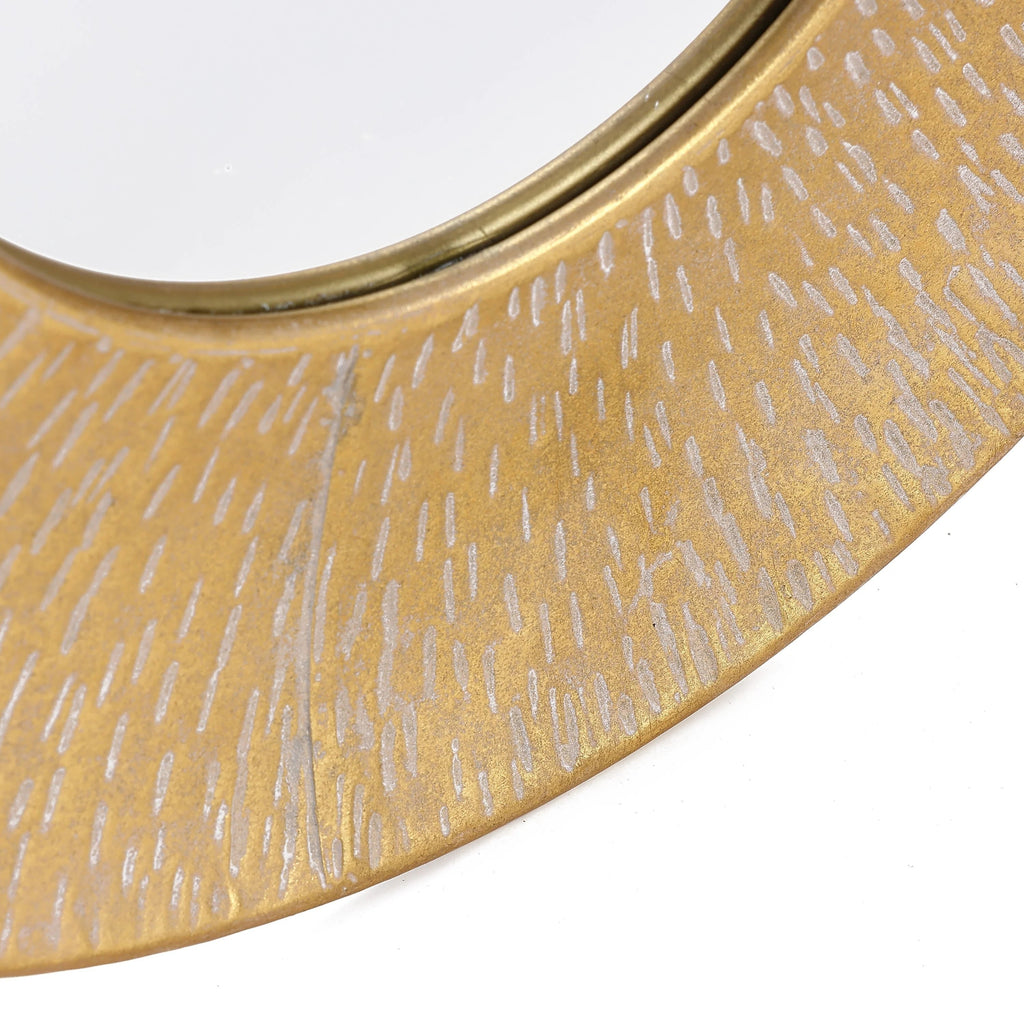 3-Piece Gold Metal Round Wall Mirror Set - 22.25" x 2.36", 19.7" x 2.25", 15.4" x 2.25"