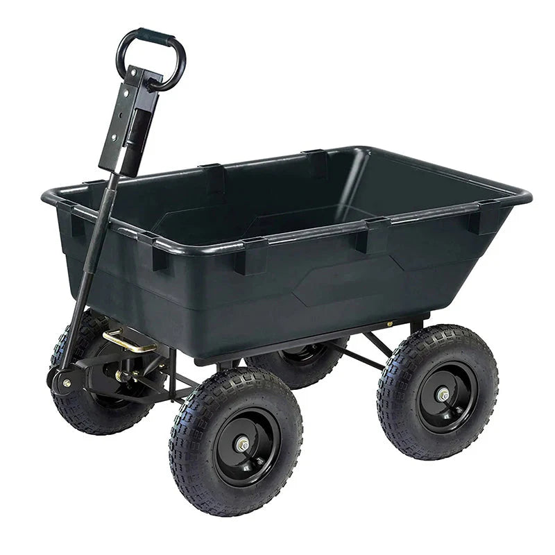 Heavy-Duty Garden Poly Dump Cart, 1,200 Pound Capacity, 40 Inch x 25 Inch Bed, Black - GOR866D