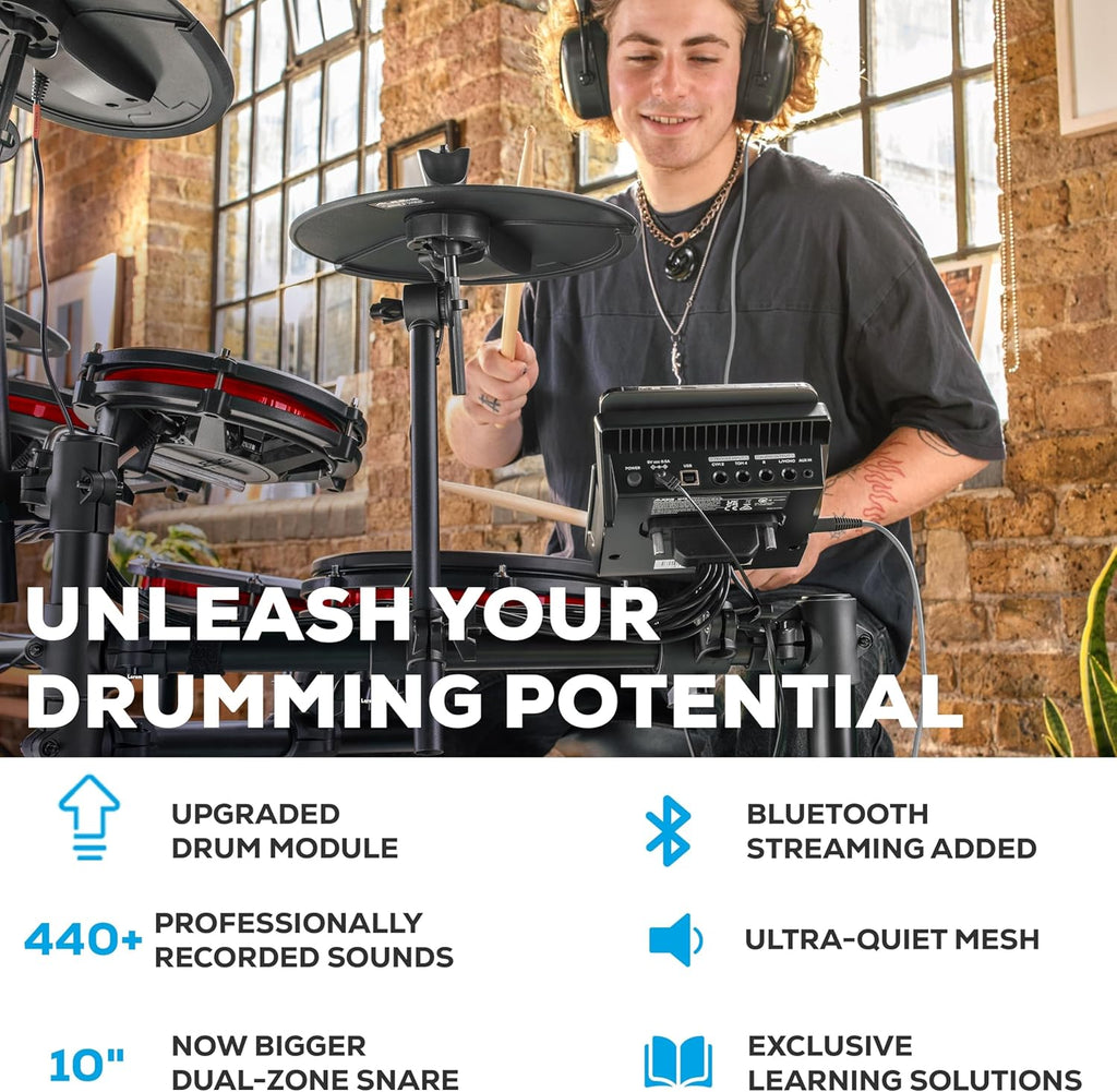 Alesis 8-Piece Electronic Drum Set With Mesh Pads And Bluetooth - Nitro Max
