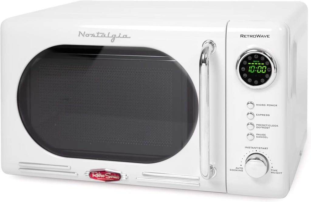 Nostalgia Retro Compact Countertop Microwave Oven 0.7 Cu. Ft. 700-Watts Orange