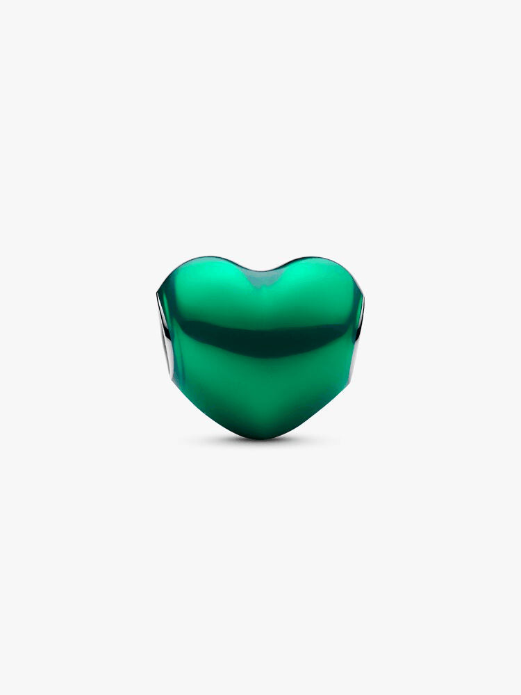 Metallic Green Heart Charm