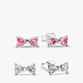Sparkling Bow Stud Earring Set