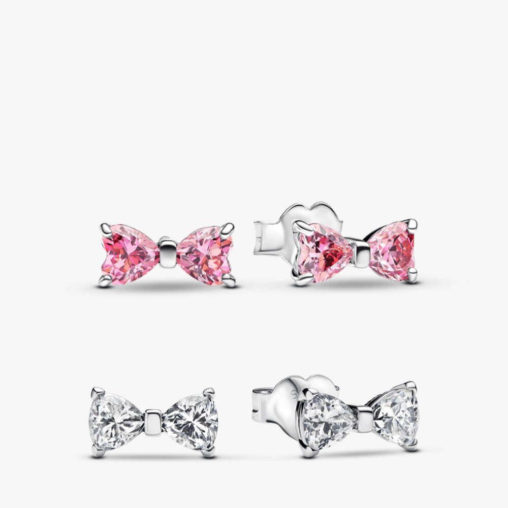 Sparkling Bow Stud Earring Set
