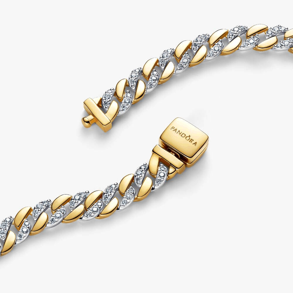 Two-tone Pavé Cuban Chain Bracelet