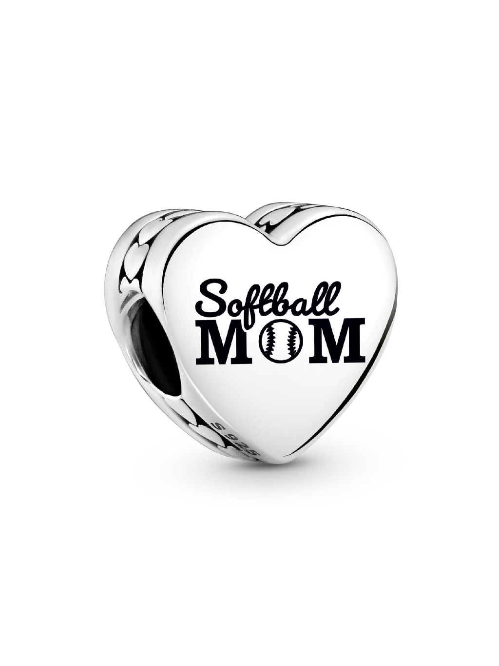 Softball Mom Heart Charm