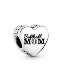 Softball Mom Heart Charm