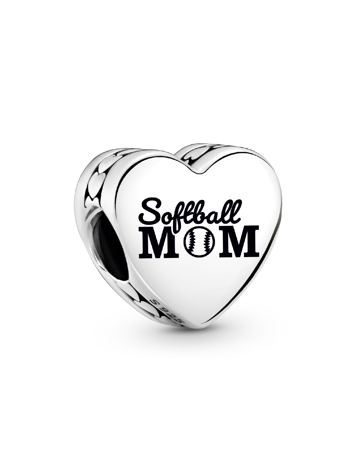 Softball Mom Heart Charm