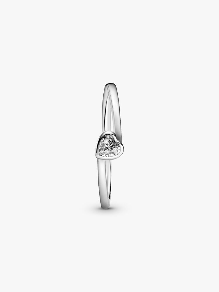 Clear Tilted Heart Solitaire Ring