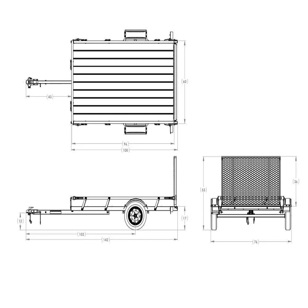 Karavan Wood Floor Utility Trailer 5 ft. x 8 ft. With Sliding Rail System