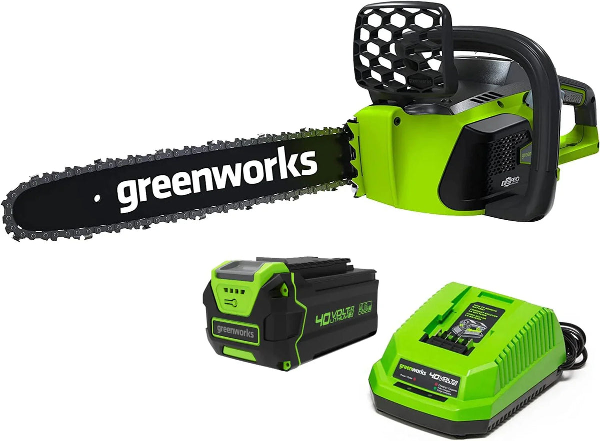 Greenworks 40V 16 inch Brushless Cordless Chainsaw With 4.0Ah Battery And Charger