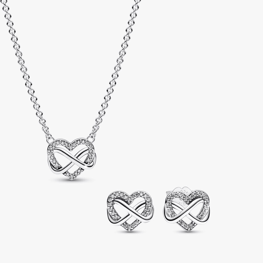 Sparkling Infinity Heart Necklace Set