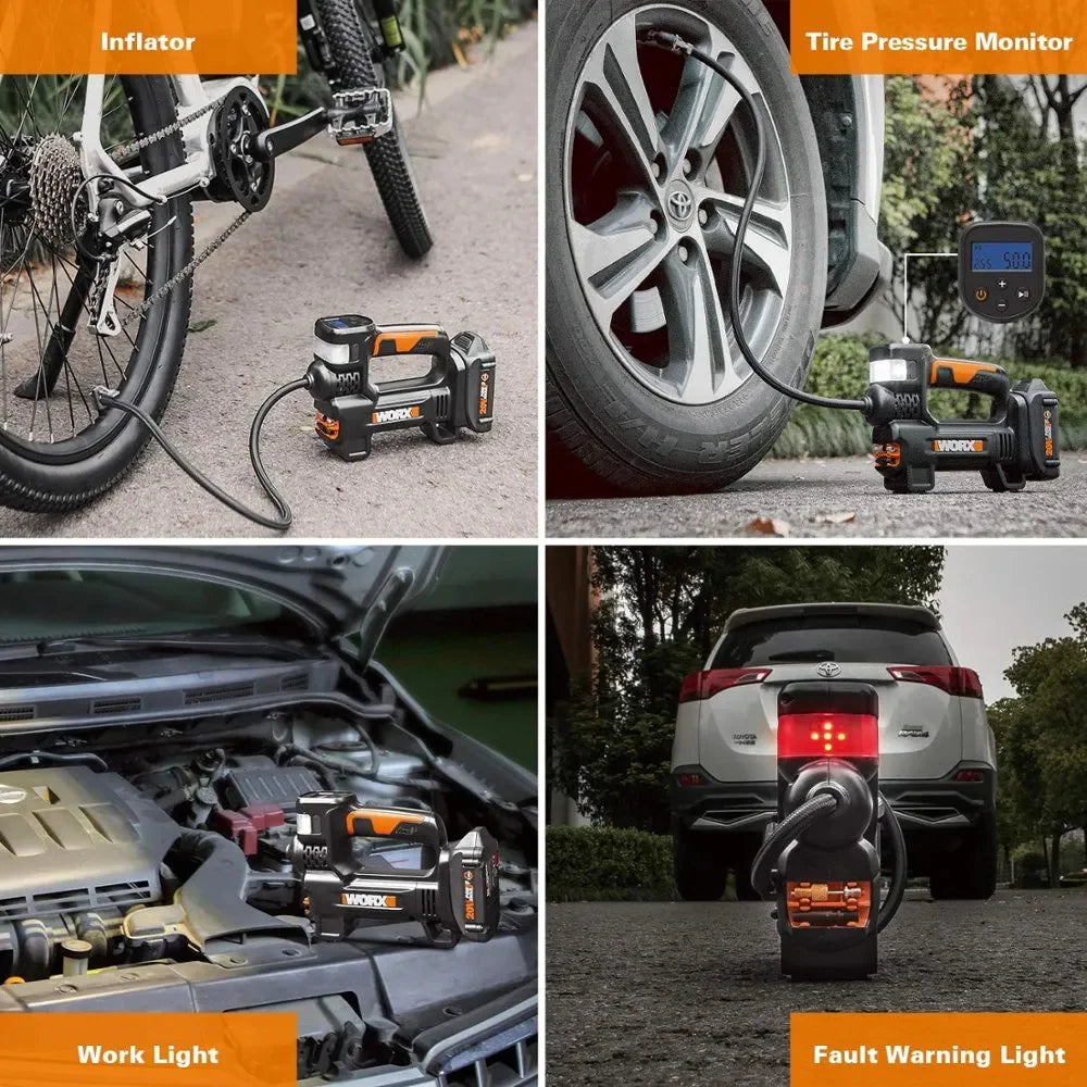 Worx 20V MAX Cordless Multi-Function Air Pump Inflator, Black - 1 x 2.0aH Battery and 1 x Charger Included