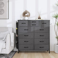 12-Drawer Fabric Dresser With Wood Top And Metal Frame