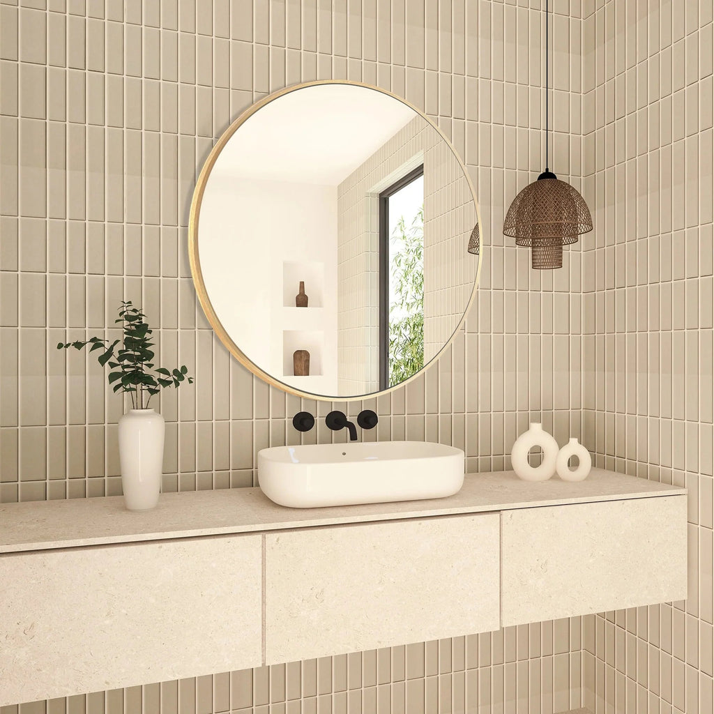 Round Bathroom Vanity Mirror, 24x24 / 36x36, Black, Brushed Gold or Silver