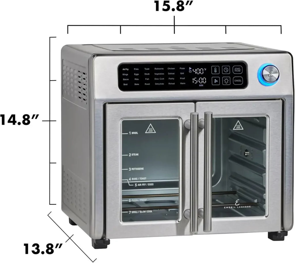 Emeril Lagasse 26 Quart Extra Large Air Fryer Convection Toaster Oven With French Doors - Stainless Steel