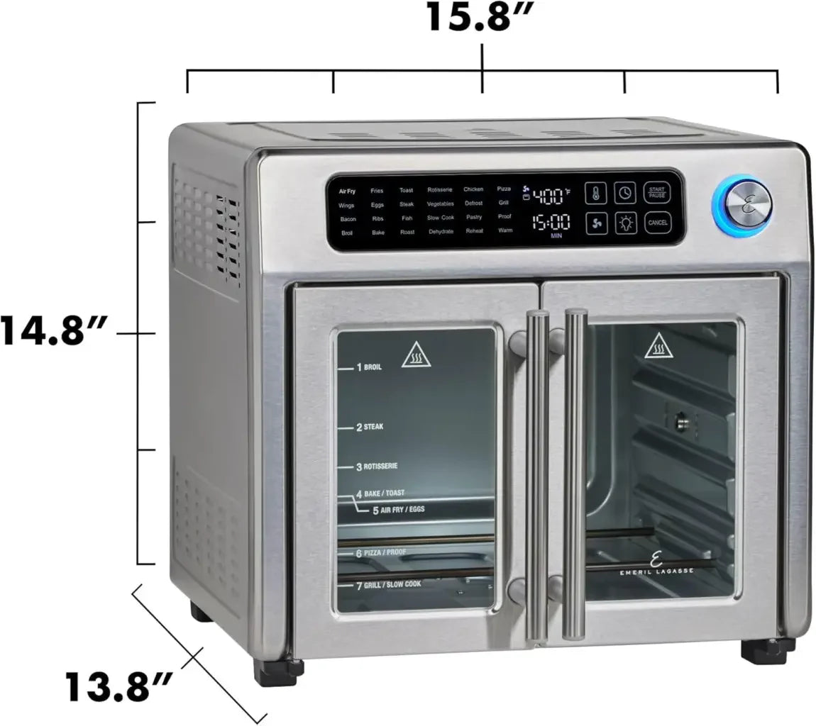 Emeril Lagasse 26 Quart Extra Large Air Fryer Convection Toaster Oven With French Doors - Stainless Steel
