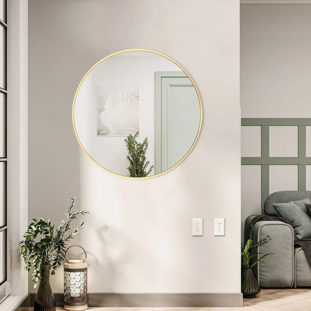 Round Bathroom Vanity Mirror, 24x24 / 36x36, Black, Brushed Gold or Silver