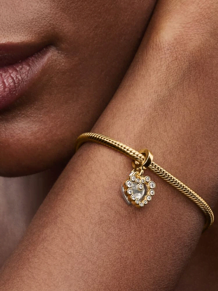 Sparkling Heart Double Dangle Charm