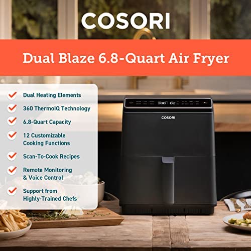 6.8-Qt Air Fryer With Dual Heating And Smart Temperature Control - CAF-P583S-KUS