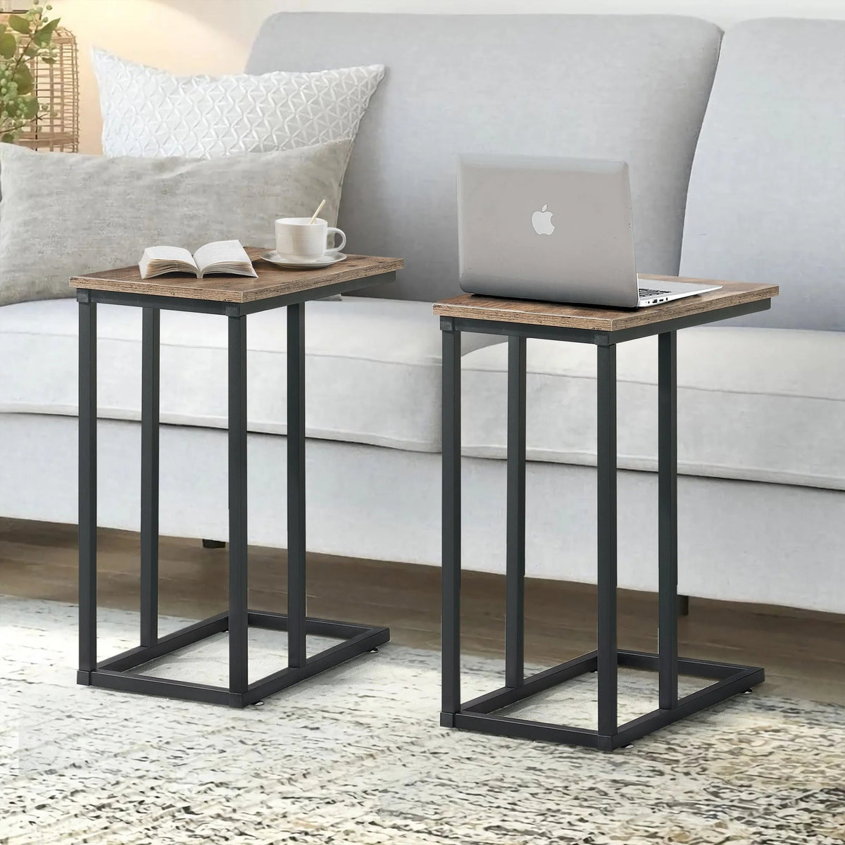 C-Shaped Sofa Side Tables, Set of 2, 11" D x 19" W x 24" H