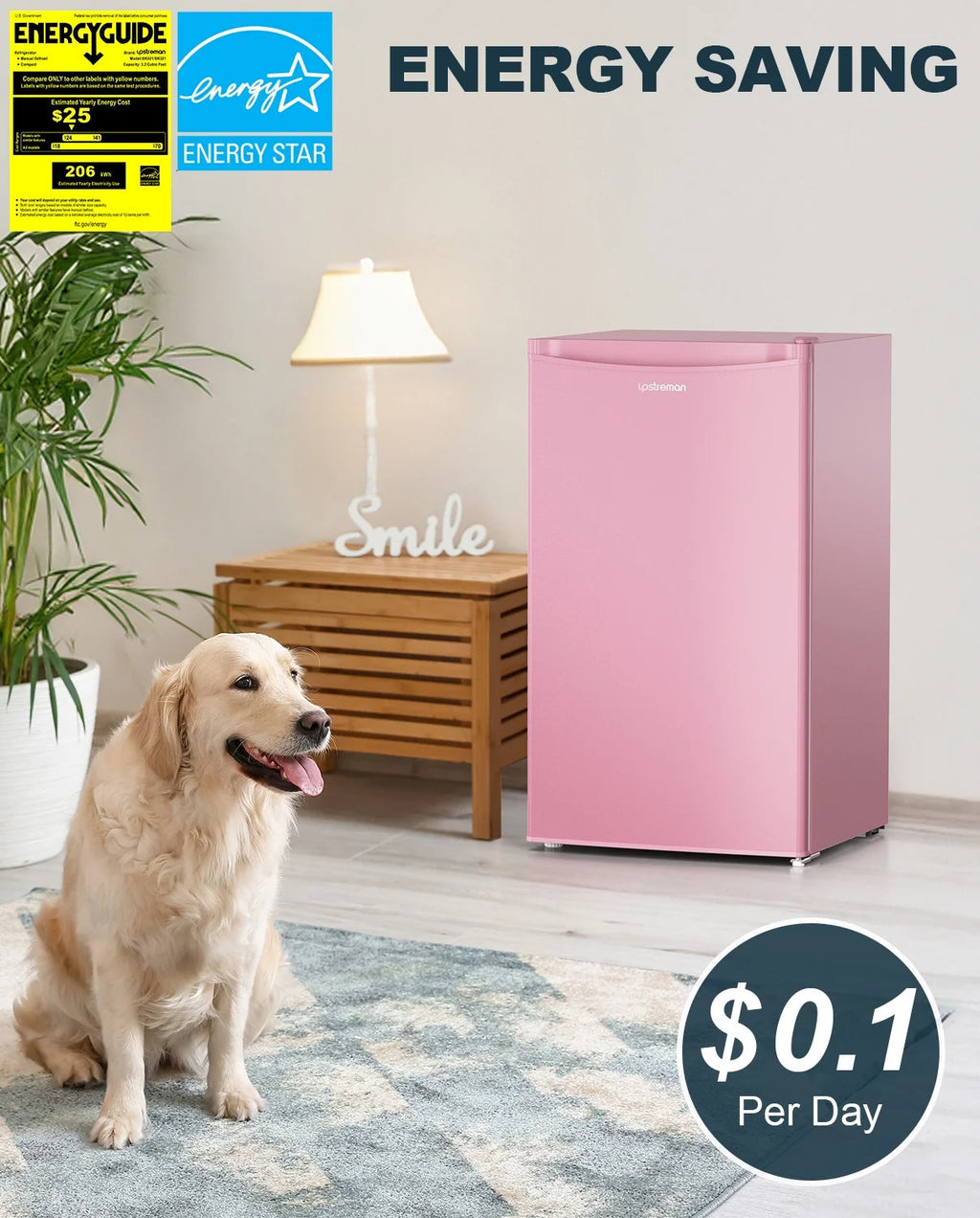 Upstreman 3.2 Cu.Ft. Single Door Mini Refrigerator With Freezer - BR321