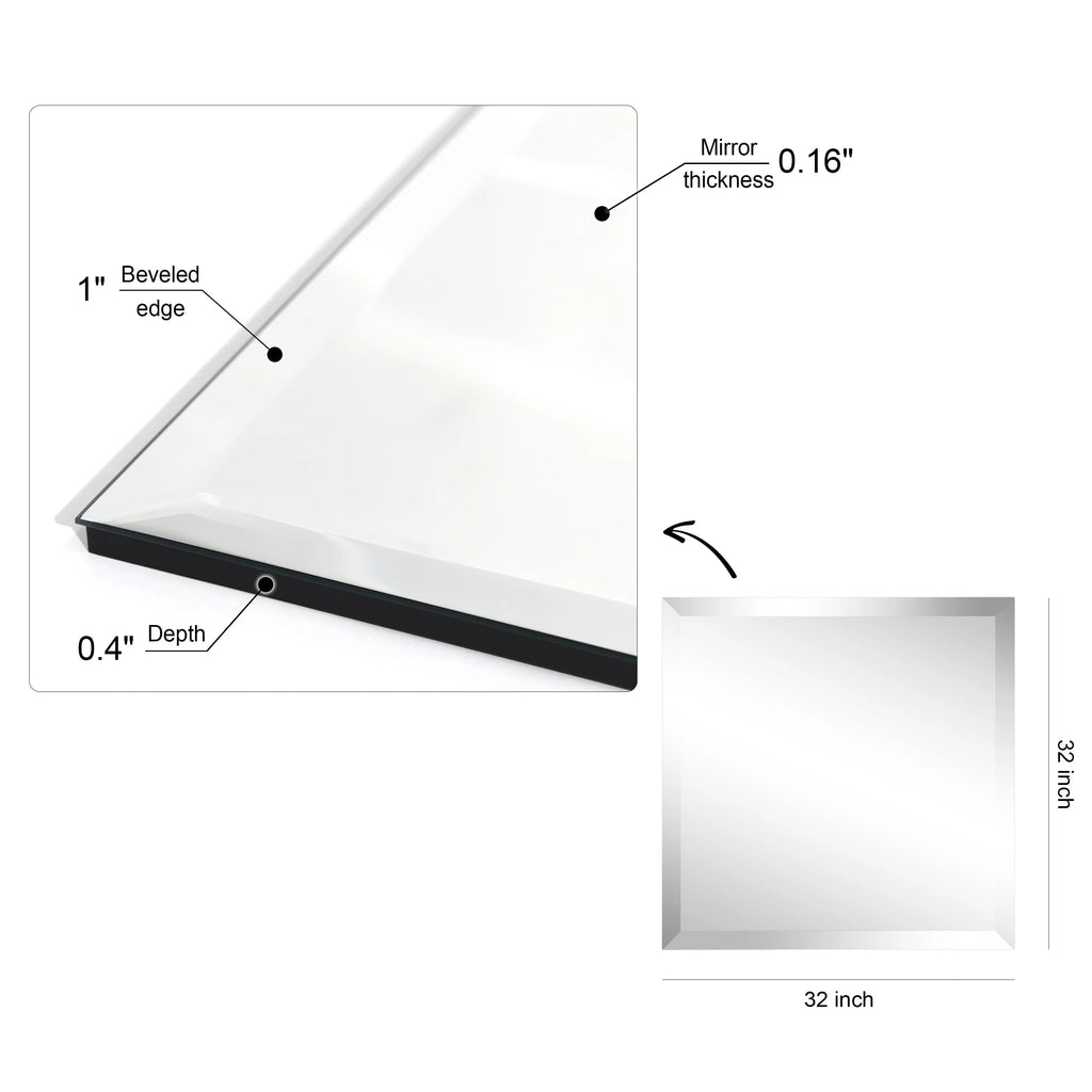 Frameless Beveled Prism Wall Mirror - Clear