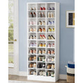 10-Tier Tall Shoe Cabinet, 30-Pair White Engineered Wood Shoe Storage Rack