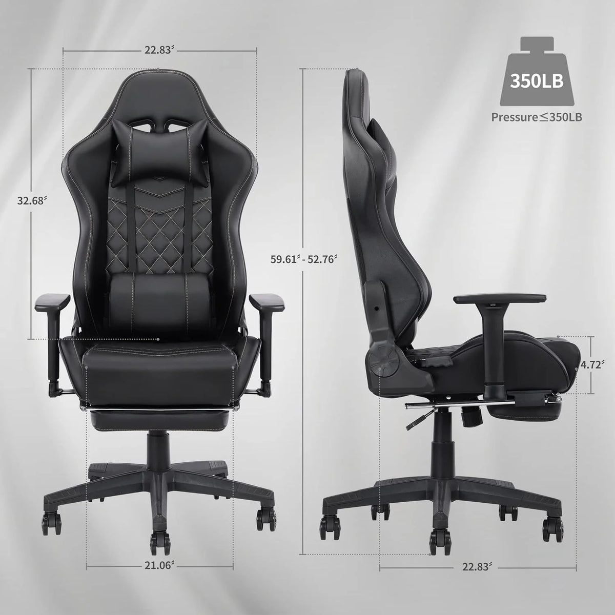 Blue Whale PU Leather Big And Tall Ergonomic Office Gaming Chair, 350 Pounds - B0BTCQ3VVW