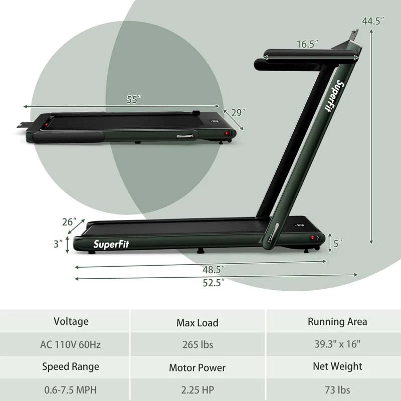 GYMAX 2-in-1 Folding Under Desk Treadmill With Speaker, App And Remote Control - 2.5HP