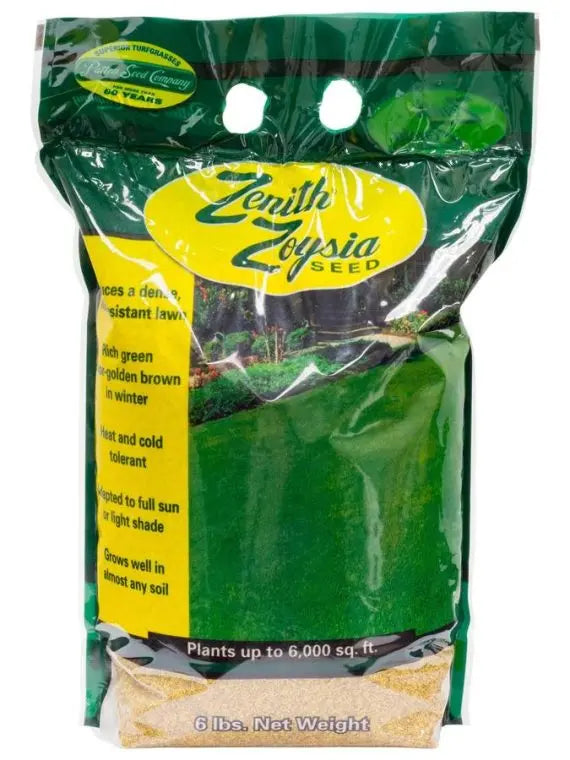 Zenith Zoysia Grass Seed - 6 lb Bag, Covers Up To 6,000 sq ft, Dark Green Medium Texture