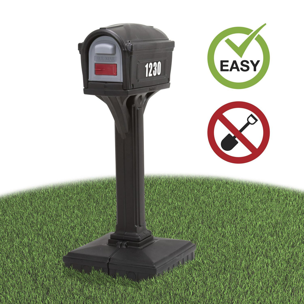 Simplay3 Dig Free Easy Up Classic Black Plastic Mailbox, 21.00 x 21.00 x 50.00 Inches - 42002R-04