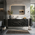 Contemporary Bathroom Vanity With Statement Wave Front For Bathroom Interior