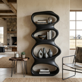 Biomorphic Wooden Bookshelf For Modern Living Room