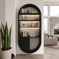 Arched Wooden Wall Bookshelf With Storage For Living Room