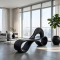 Artistic Wooden Bench With Flowing Sculpture For Luxury Interior