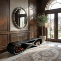 Artistic Wooden Bench With Organic Shape For Hallway