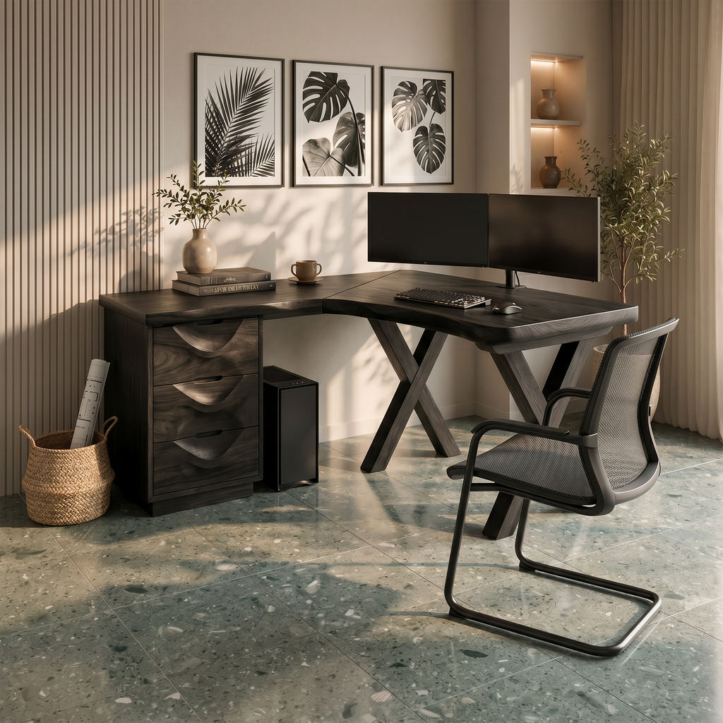 Contemporary Corner Executive Desk Home Office