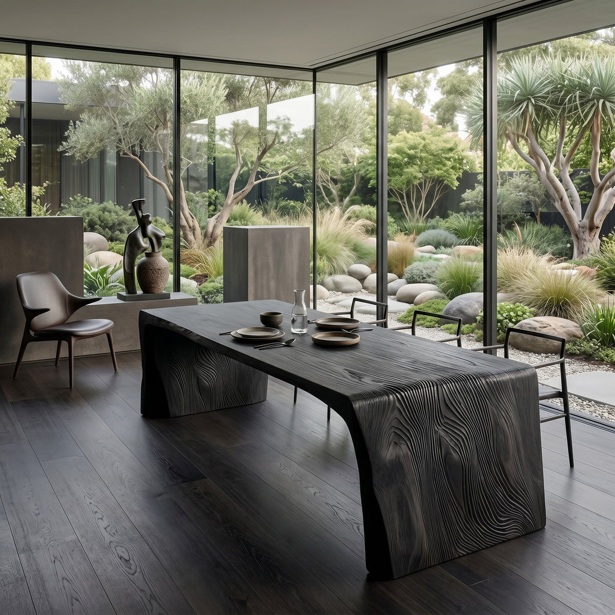 Contemporary Carved Wooden Dining Table For Dining Room