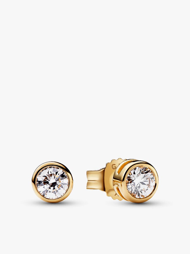 Pandora Era Bezel 14k Gold Lab-grown Diamond Earrings