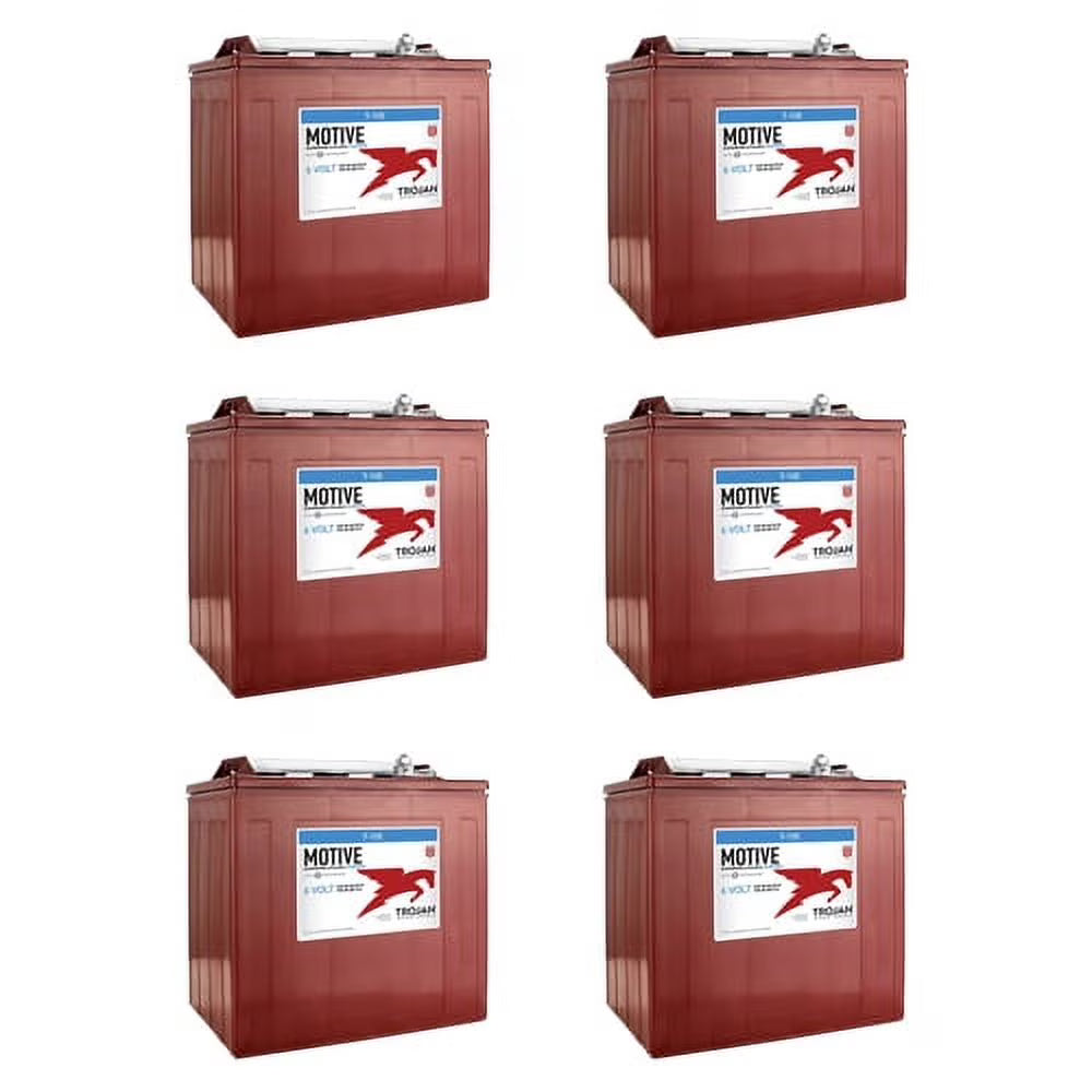 Trojan Battery 6V 225Ah Deep Cycle Flooded Lead Acid Golf Cart Batteries, 6-Pack 36V - T-105