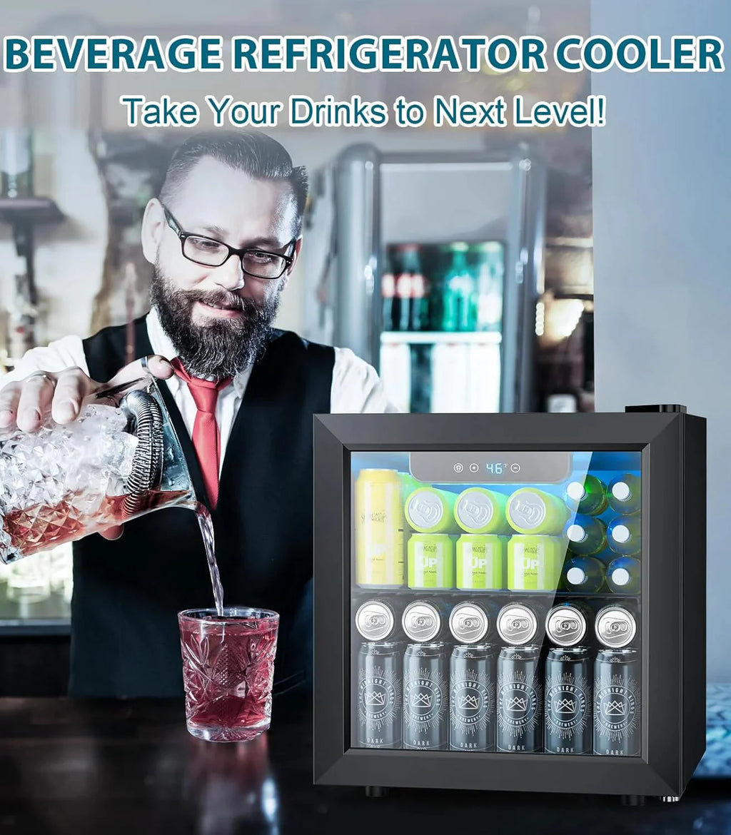 Electactic 3.2 Cu Ft 130 Can Beverage Refrigerator Cooler, Black, 19.29 x 17.32 x 30.79 inches - JC-90