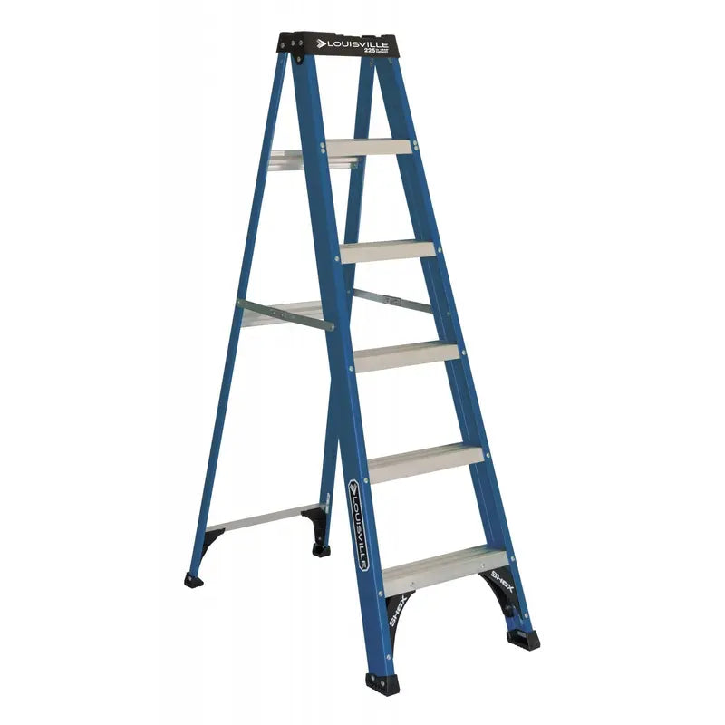 Louisville Ladder Fiberglass Step Ladder, 6-Foot, 10-Foot Reach, 225-lb Load Capacity - W-3217-06