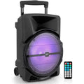 Pyle Portable PA Speaker System, 1200W, Bluetooth, 15in Subwoofer, Flashing Party Light - PPHP1544B