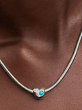 Engravable Turquoise Blue Stone Heart Charm