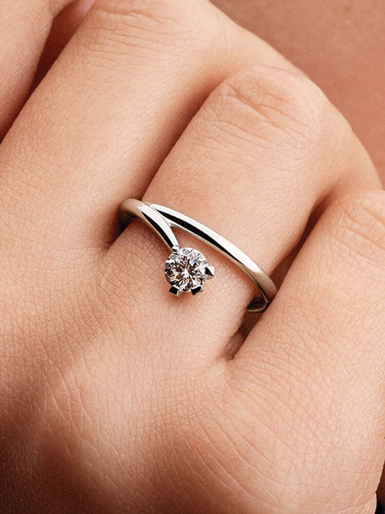 Pandora Nova 14k White Gold Lab-grown Diamond Asymmetric Ring