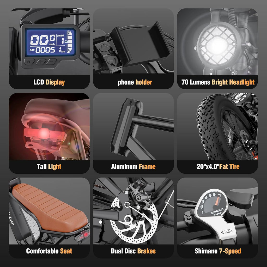 Electric Bike 2000W 37Mph 20in Fat Tires - Q20