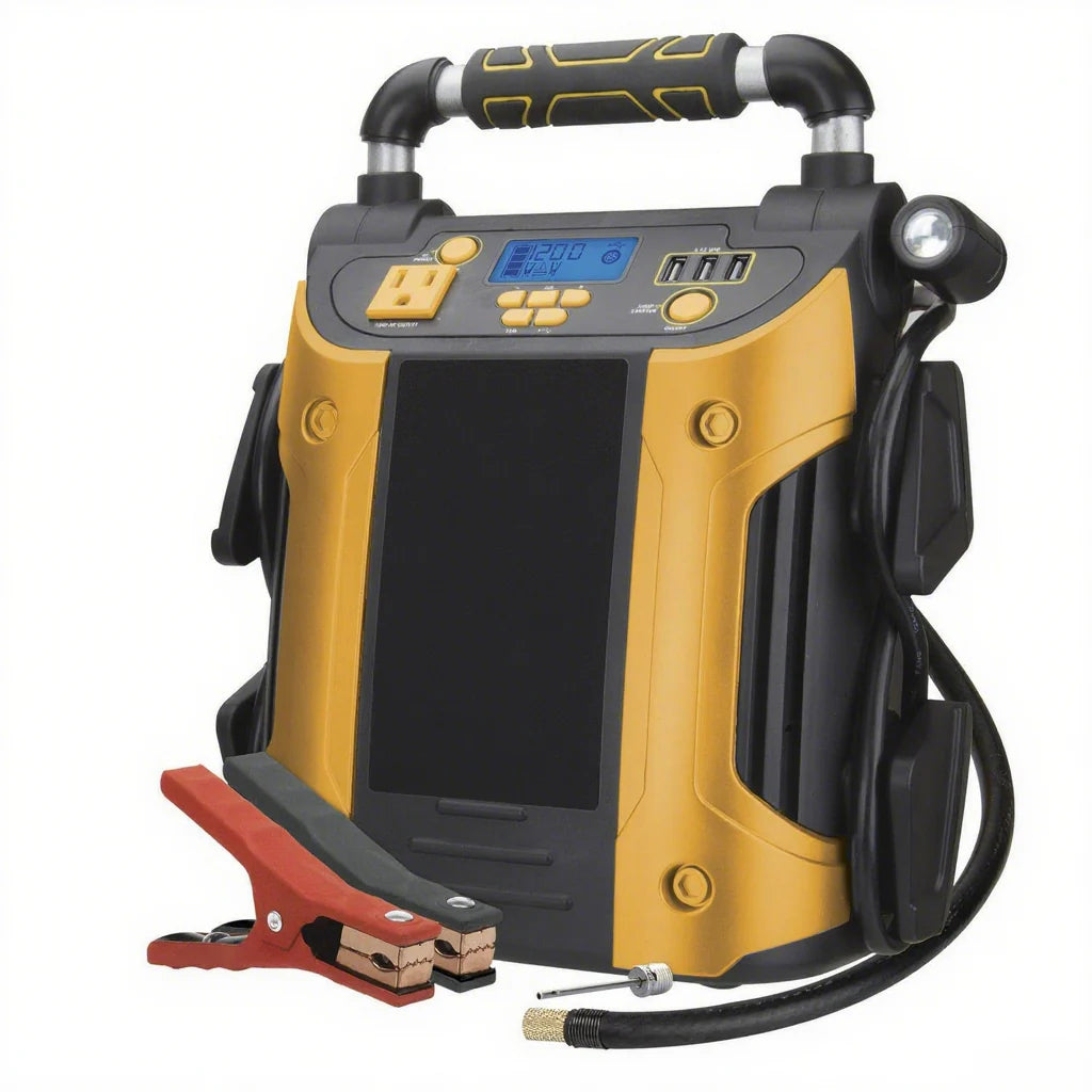 Jump Starter Power Station 1200 Peak Battery Amps, 500W Inverter, 120 PSI Compressor